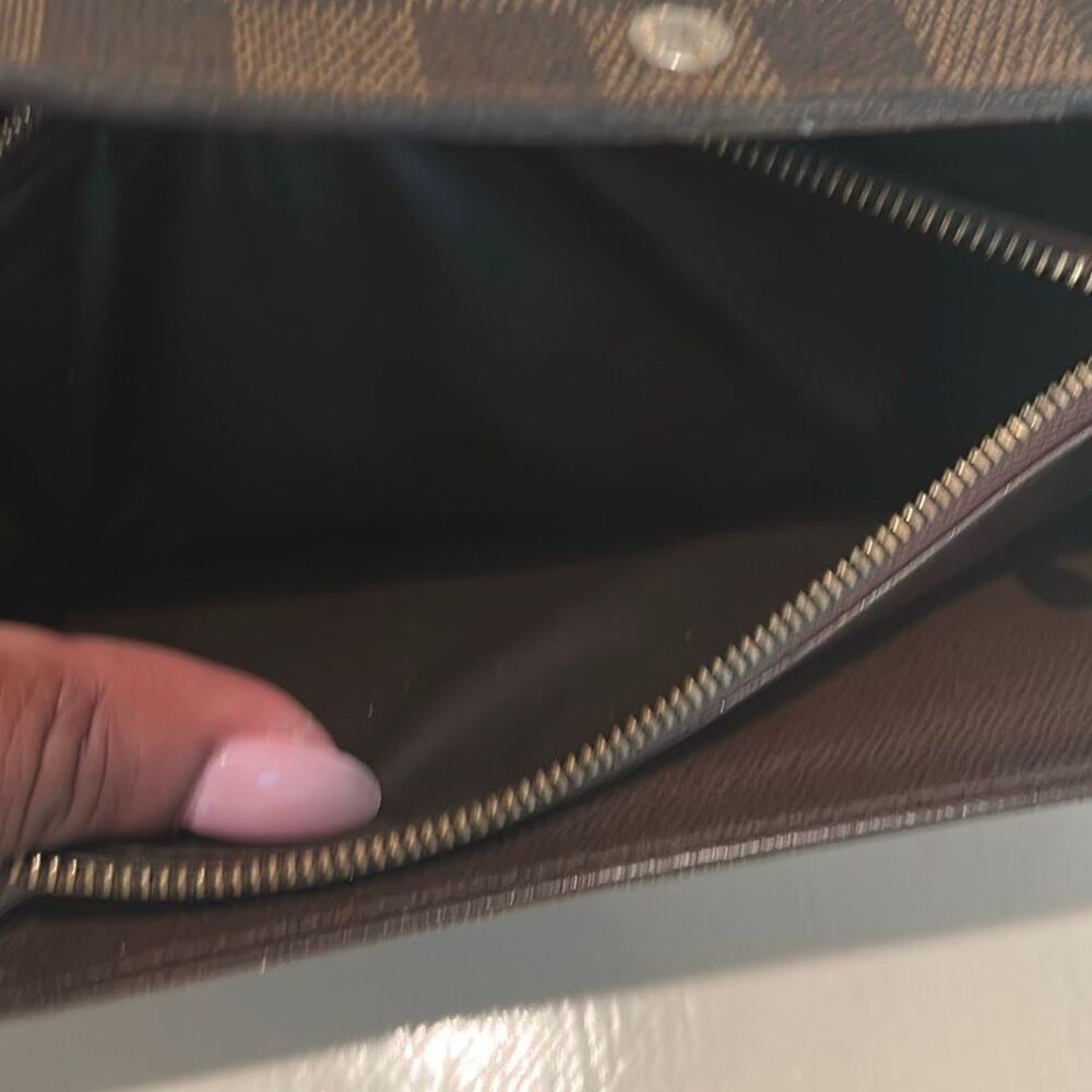 Louis Vuitton Damier Ebene Sarah Wallet Brown Checkered Longline Iconic Luxury - Picture 6 of 10